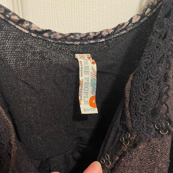 Free People Spaghetti Strap Crochet Hem Mini Dress - Picture 3 of 6